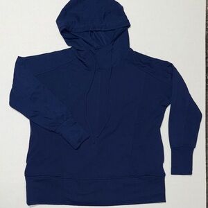 Women's Navy Blue Simply Comfortable Raw Edge Hoodie, Size M
